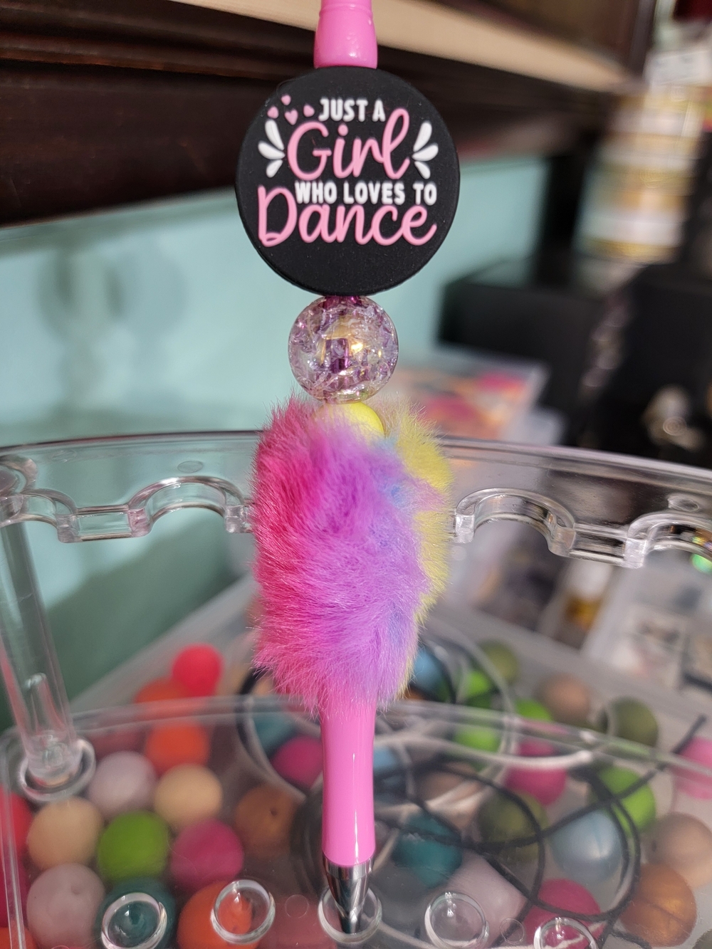 Pink 'Just a Girl Who Loves to Dance' Fuzzy Pen - Picture 4 of 5